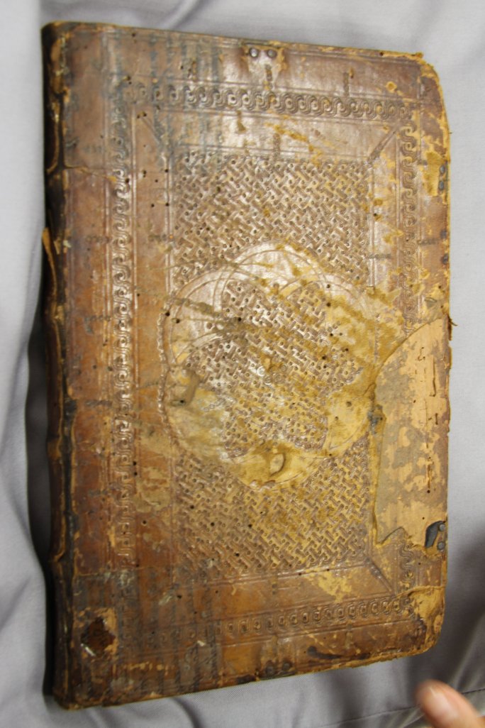 14C leather-bound vellum ms