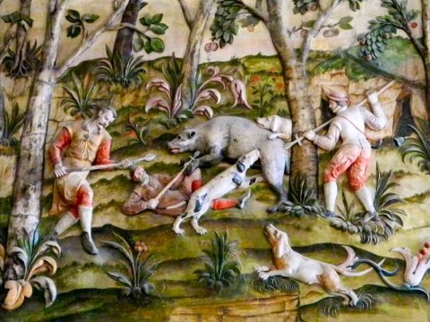 A graphic detail from the frieze around the grand reception room