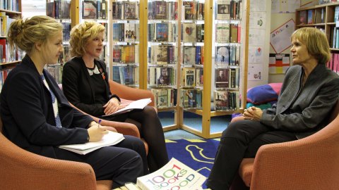 Holly, left, and Eleanor interview me for High Quarterly